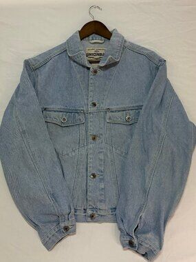 Vintage 90s Unionbay Light Wash Denim Trucker Jacket Made in Macau Men's S